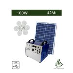 پکیج خورشیدی 100 وات، باتری 42 آمپرساعت مناسب روشنایی و شارژ موبایل